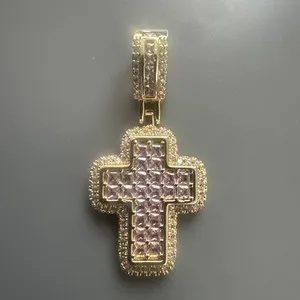 Authentic Blessed Devotion - A Radiant Pink Cross Pendant for Unwavering Faith