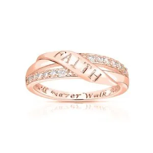 Authentic Rose Gold Faith Ring: 'Never Walk Alone'