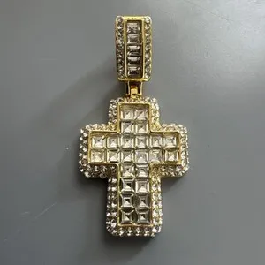Authentic Gold Plated Cubic Zirconia Cross Pendant 24” Necklace Faith Jesus