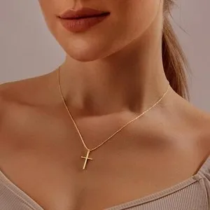 Authentic The Aureate Light Dainty Cross: A 14K Gold-Plated Talisman of Devotion