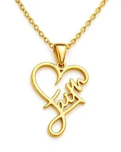 Authentic FAITH, HEART PENDANT SOLID 14K YELLOW GOLD PLATED - With Tag