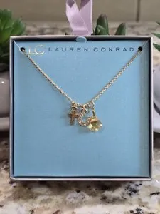 Authentic LC Lauren Conrad Women's Faith Charm Necklace Gold Plated NWT