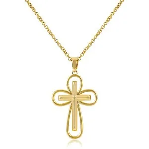 Authentic Aura of the Sacred Cross: 14K Gold-Plated Pendant of Enduring Faith