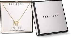 Authentic RAE DUNN Faith Necklace 14K Gold plated Sterling Silver Graduation NIB