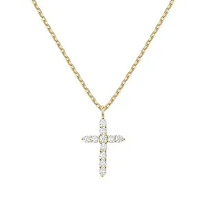 Authentic PAVOI 14K Gold Plated Cubic Zirconia Cross Necklace for Women | Cross Faith Pend