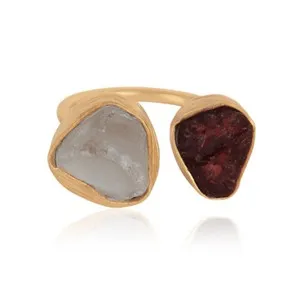 Authentic The Alchemical Union Ring of Crystal Quartz and Garnet