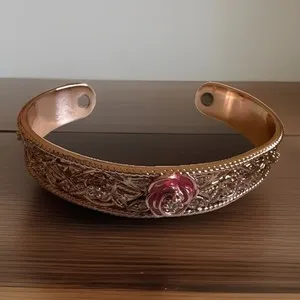 Authentic Bradford Exchange Nature’s Healing Beauty Cuff Bracelet Gold Plated GUC