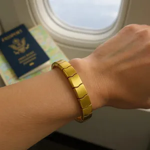 Authentic Adjustable Gold Plated Hematite Bracelet - Geometric Healing Jewelry
