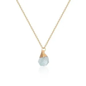 Authentic Crystal Necklace for Women, Handmade Gem Necklace 14K Gold Plated Healing C - 01