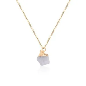 Authentic Crystal Necklace for Women, Handmade Gem Necklace 14K Gold Plated Healing C - 09
