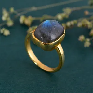 Authentic Labradorite Ring 18K Gold Plated Handmade Ring Healing Every Day Ring