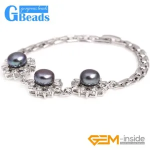 Authentic 9mm Freshwater Pearl Gold Plated Sun Shape Bracelet Healing Reiki