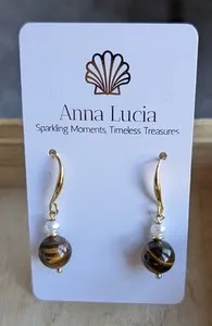 Authentic Ethereal Whispers: The Anna Lucia Golden Agate and Pearl Talismanic Earrings