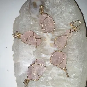 Authentic The Heart Alchemist Rose Quartz Sacred Wire-Wrapped Gold-Plated Talisman