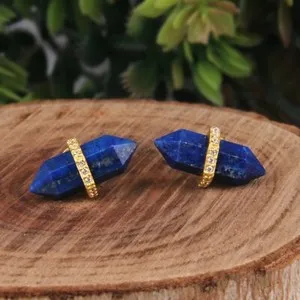 Authentic Mystical Lapis Lazuli Pencil Stud Earring: Guardian of Wisdom