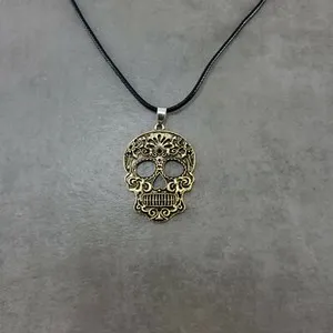 Authentic Soul‑Bound Calavera: Golden Sugar‑Skull Amulet of the Day of the Dead