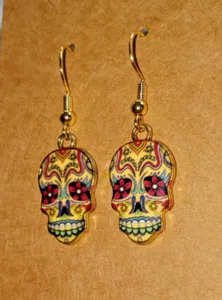 Authentic Celestial Memento Mori Gold-Plated Drop Earrings