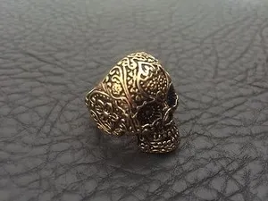 Authentic Ron Herman Memento Mori Gold-Plated Skull Ring Size 9