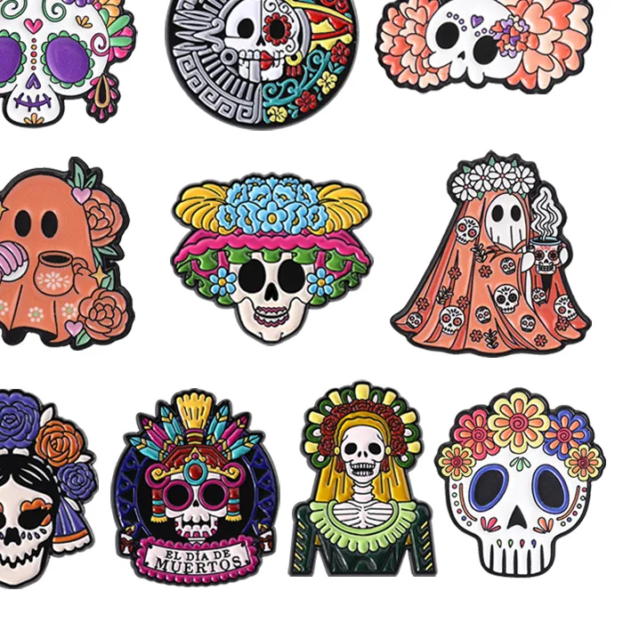 Authentic Dia De Los Muertos Enamel Pins Mexican Day Of The Dead Calavera Festival Brooches Halloween Skull Badge Jewelry For Friend