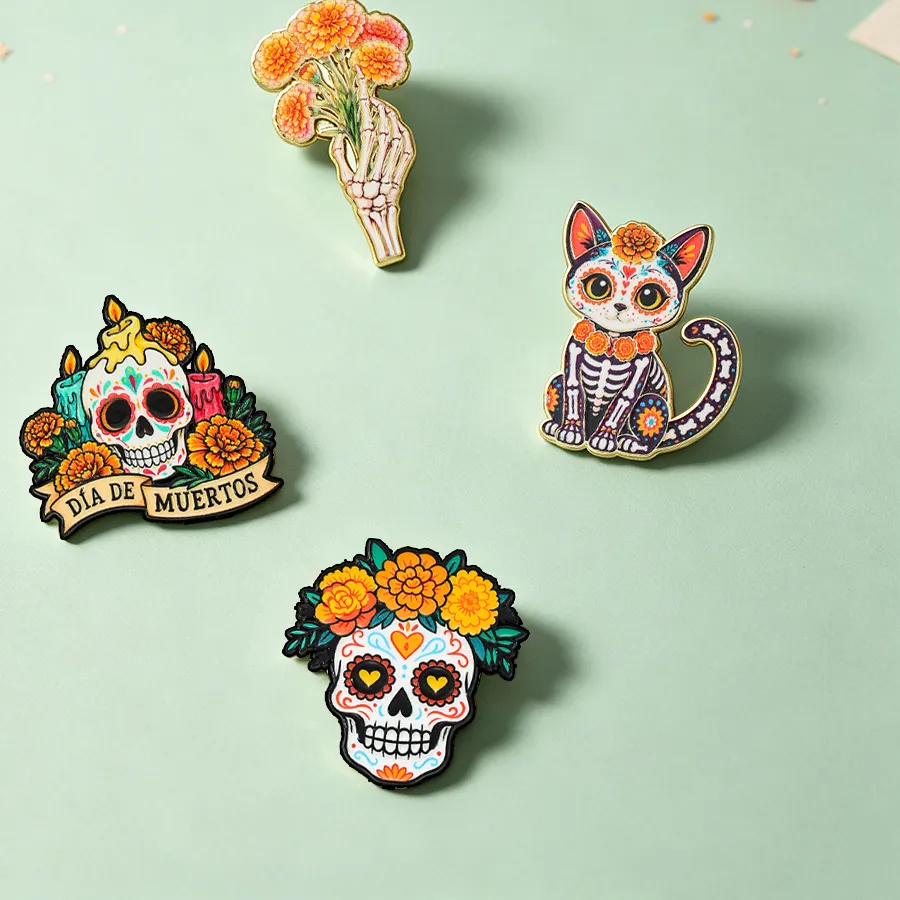 Authentic La Catrina Ancestral Guardians: A Quartet of Sacred Spirit Emblems