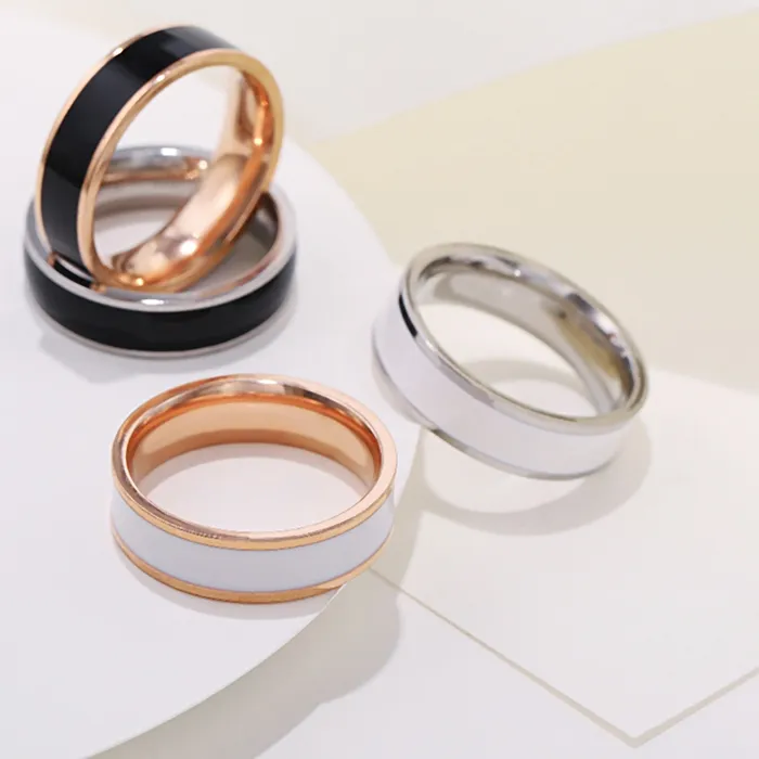 Authentic Eternal Gleam: 6mm Dual-Color Enamel Rings of Sacred Harmony