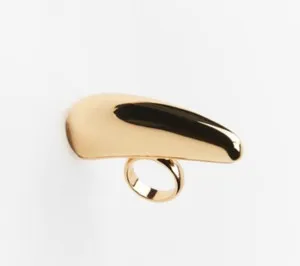 Authentic Whispers of Protection: Horizontal Drop Gold Plated Ring