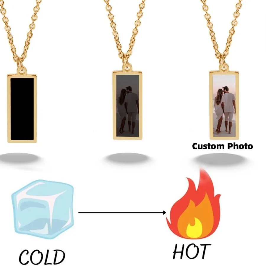 Authentic DHQH Customized Photo Necklace Hidden Personalized Picture Hot Activation Magic Rectangular Pendant Necklace Jewelry