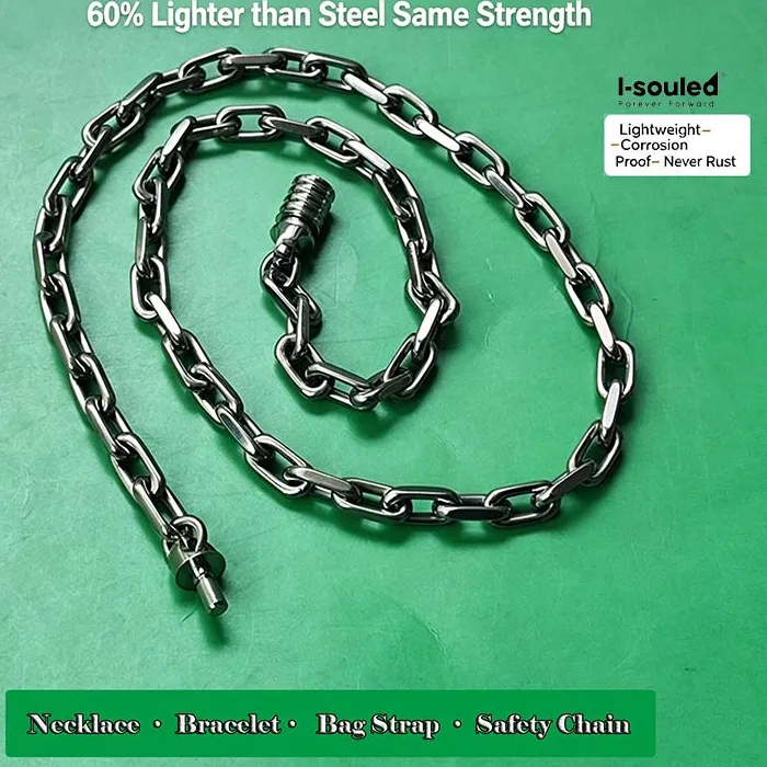 Authentic 8mm Titanium Welded Chain Necklace And Bracelet Lightweight Sweatproof Jewelry with Titanium Buckle for Active Wear