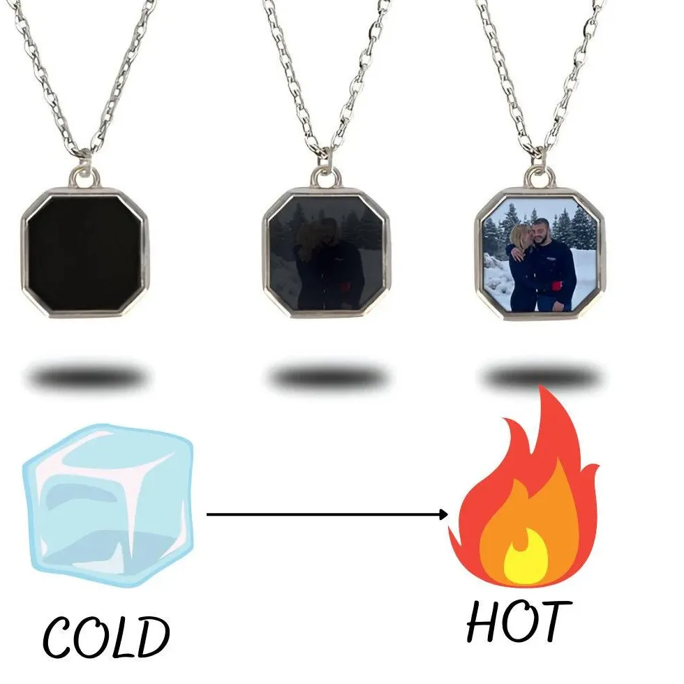 Authentic Personalized Heat Activated Magic Necklace Magic Necklace with Hidden Photo Customized For Men Boyfriend