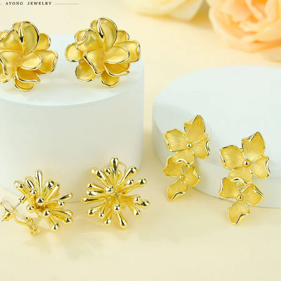 Authentic Bloom Of Eternal Radiance Baroque Floral Stud Earrings In Gold