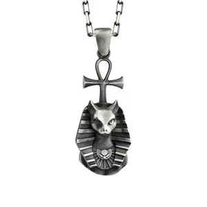Authentic Bastet with Ankh in Gold Plated 925k Silver Necklace for Sister Birthday