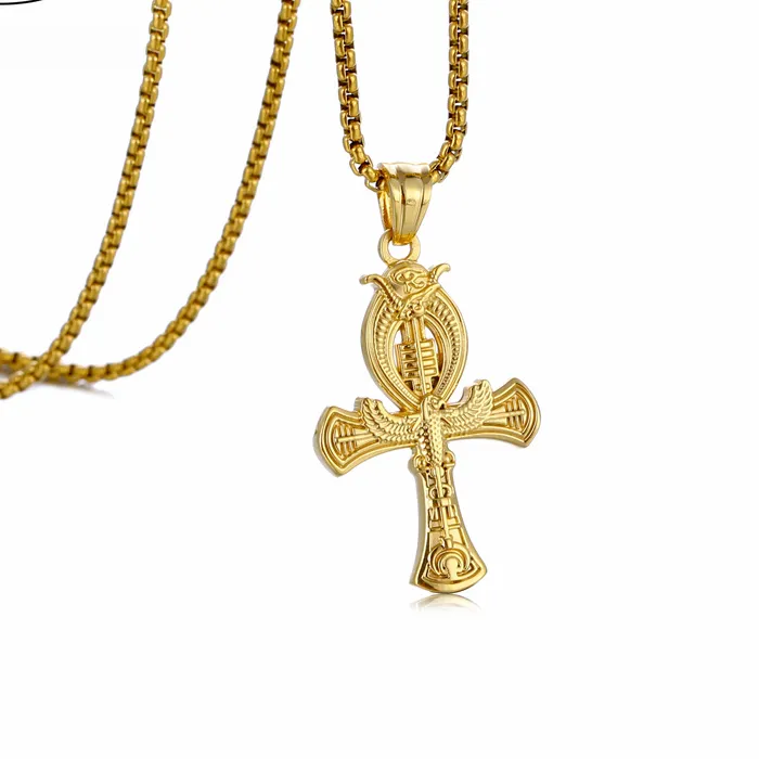 Authentic Ancient Egyptian Symbol Necklaces Eagle Triangle Pyramid Ankh Cross Bastet Anubis pharaoh Pendant Jewelry