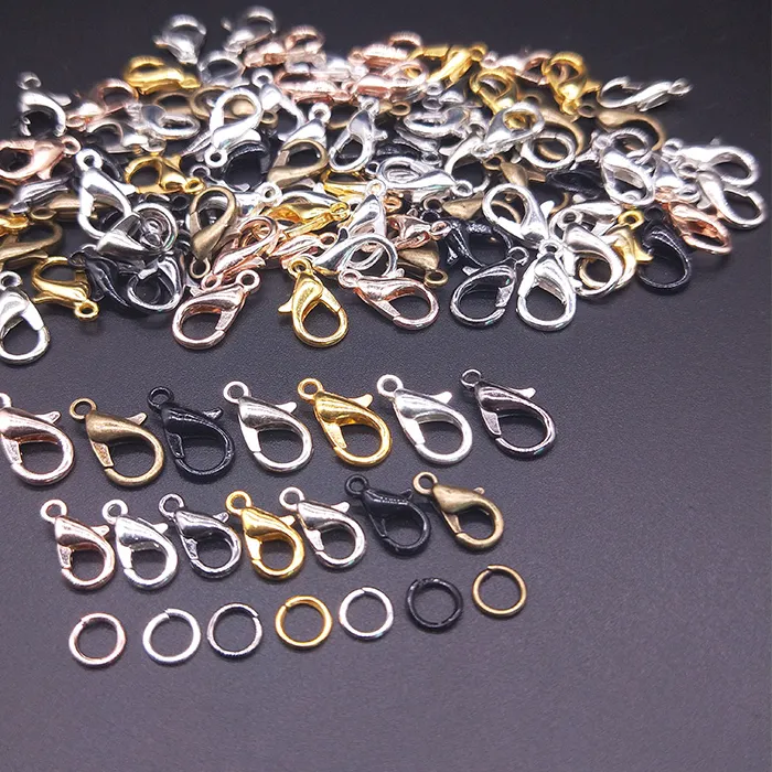 Authentic 30Pcs Lobster Clasp Hook and 100Pcs Open Circle Jump Rings Jewelry Findings DIY Making Necklace bracelet Buckle Accessories
