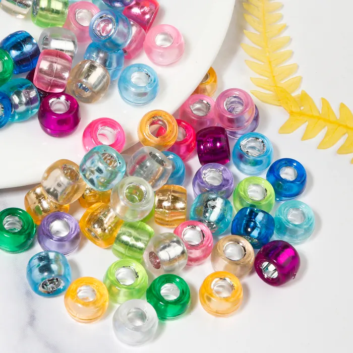 Authentic 100pcs 6x9mm Acrylic Bucket Beads Colorful Large Hole Loose Spacer Beads For Jewellery Making DIY Bracelets Necklace Accessories