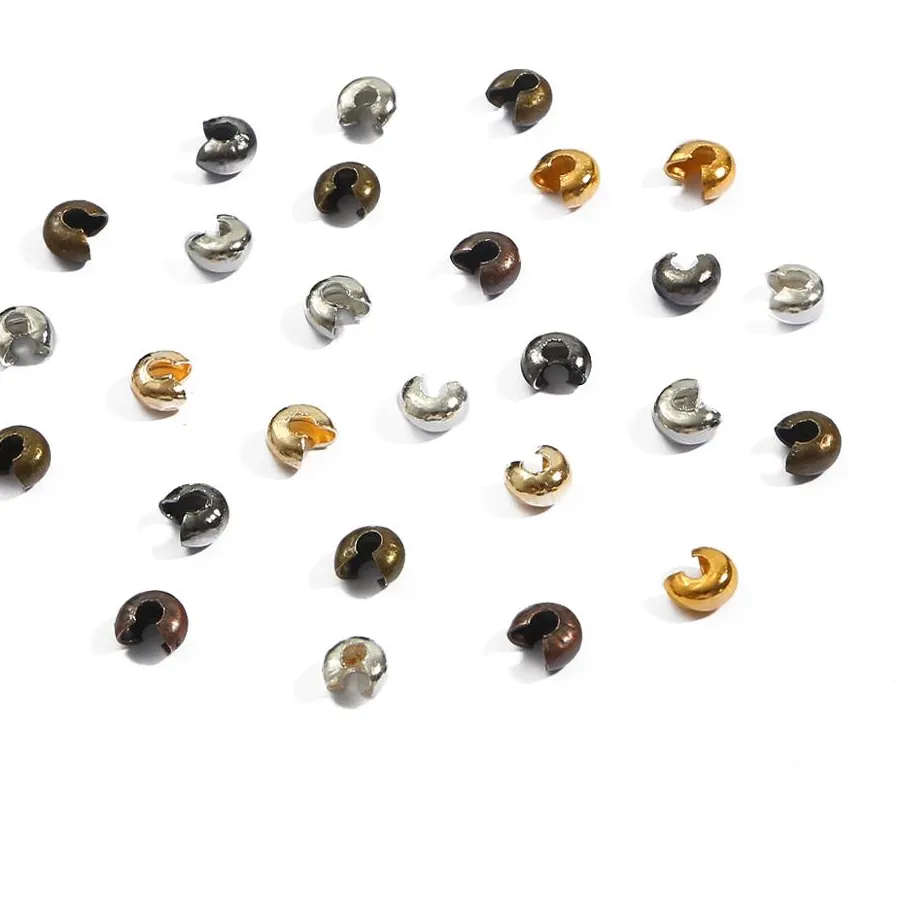 Authentic 100pcs Round Covers Crimp End Beads Dia 3 4 5 MM Stopper Spacer Beads For DIY Jewelry Bracelet Necklace Making Supplies