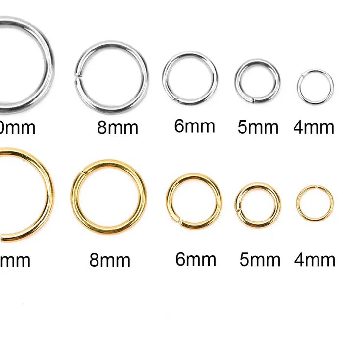Authentic 100pcs PVD Never Fade Open Jump Rings 4/5/6/8/10mm Split Rings Connectors Necklace Bracelet Jewelry Accessories