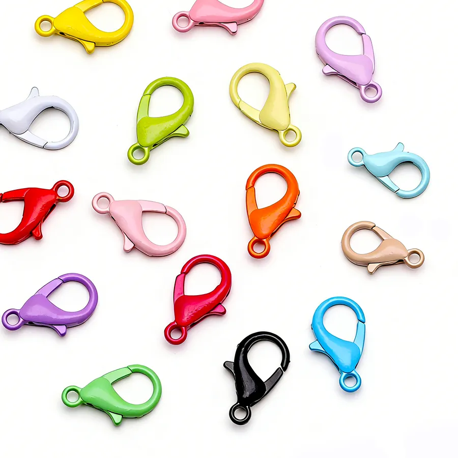 Authentic 30/50/100pcs 12/14mm Colorful Lobster Claw Clasps Clips Hooks For DIY Jewelry Bracelet Necklace Keychain Making Accessories