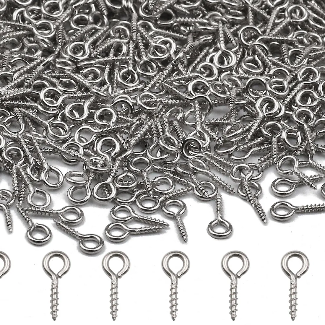 Authentic 100pcs 4x8/5x10/5x12mm Mini Eye Pins Silvery Screw-In Eyelets For Jewelry Making DIY Craft Supplies Accessories