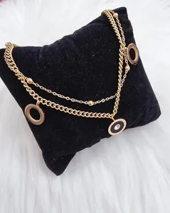 Authentic Women's Gold-Plated Double Layer Beaded Chain Bracelet