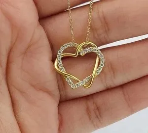 Authentic The Twin Flame Resonance: Moissanite and 14K Gold Double Heart Talisman