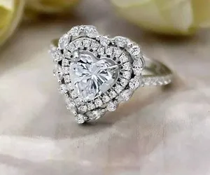 Authentic Celestial Heart of Light Double Halo Ring – 2‑Carat Lab‑Created Diamond in Sacred White‑Gold Aura