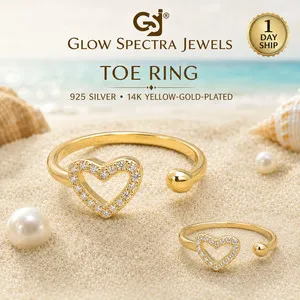 Authentic The Dual Heart Luminescent Gold Toe Ring of Endless Devotion
