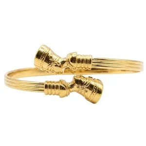 Authentic 18K Gold Plated Double Nefertiti Cuff Bracelet Adjustable Bangle