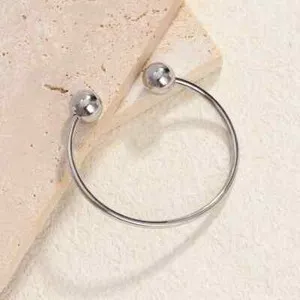 Authentic Double ball gold-plated bracelet, twisted wire C-shaped