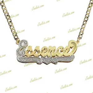 Authentic Personalized Gold Plated / 2TONE / SILVER DOUBLE Name Plate Necklace ANY NAME