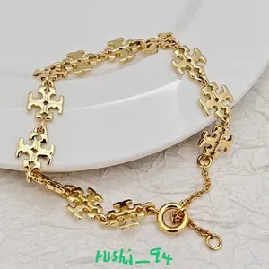 Authentic Tory Burch Double T Logo Gold Plated Women Bracelet
