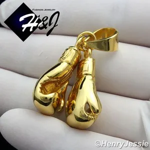 Authentic MEN's Gold Plated 3D Double Boxing Glove Charm Pendant*GP87
