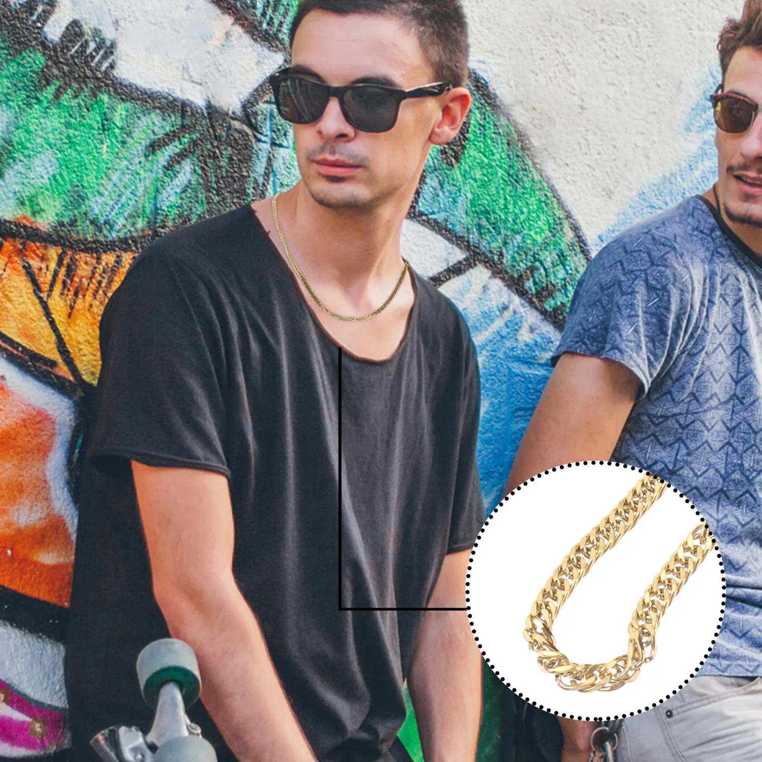 Authentic 1Pcs Golden Double Buckle Chain Chain Hip Hop Accessories Men Necklace Women Choker Stylish Retro Neck Jewelry Unique