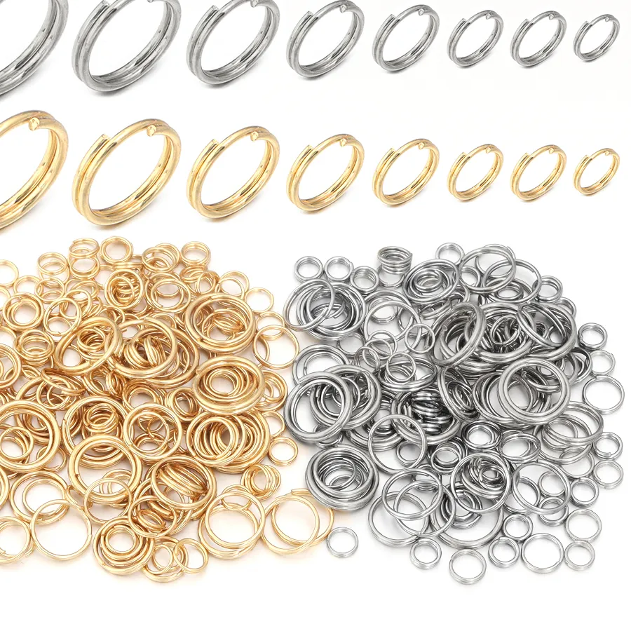Authentic 100Pcs/Lot Gold Color Open Jump Split Rings Double Loops Connectors For DIY Jewelry Making keyring Supplies