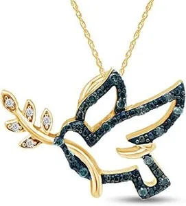 Authentic Celestial Messenger of Peace - Diamond Encrusted Dove Talisman in Sterling Silver